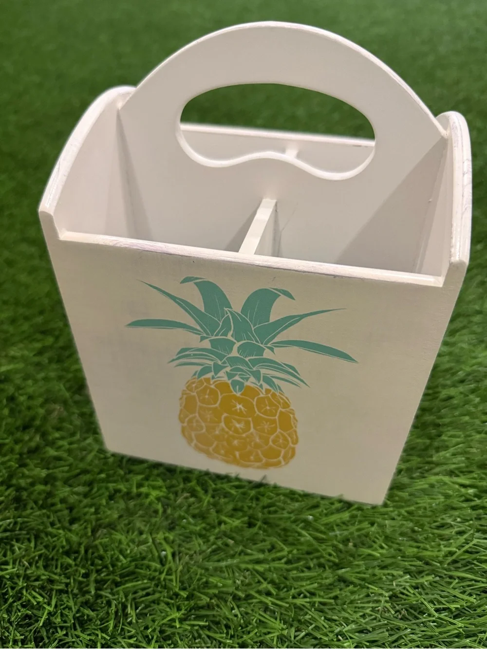 Wooden Pineapple Spinning Utencil and Silverware Holder